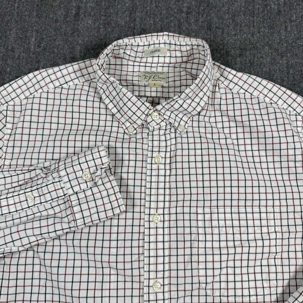 J.Crew Men's Large Secret Wash Shirt Classic Fit Plaid Stretch Organic Cotton